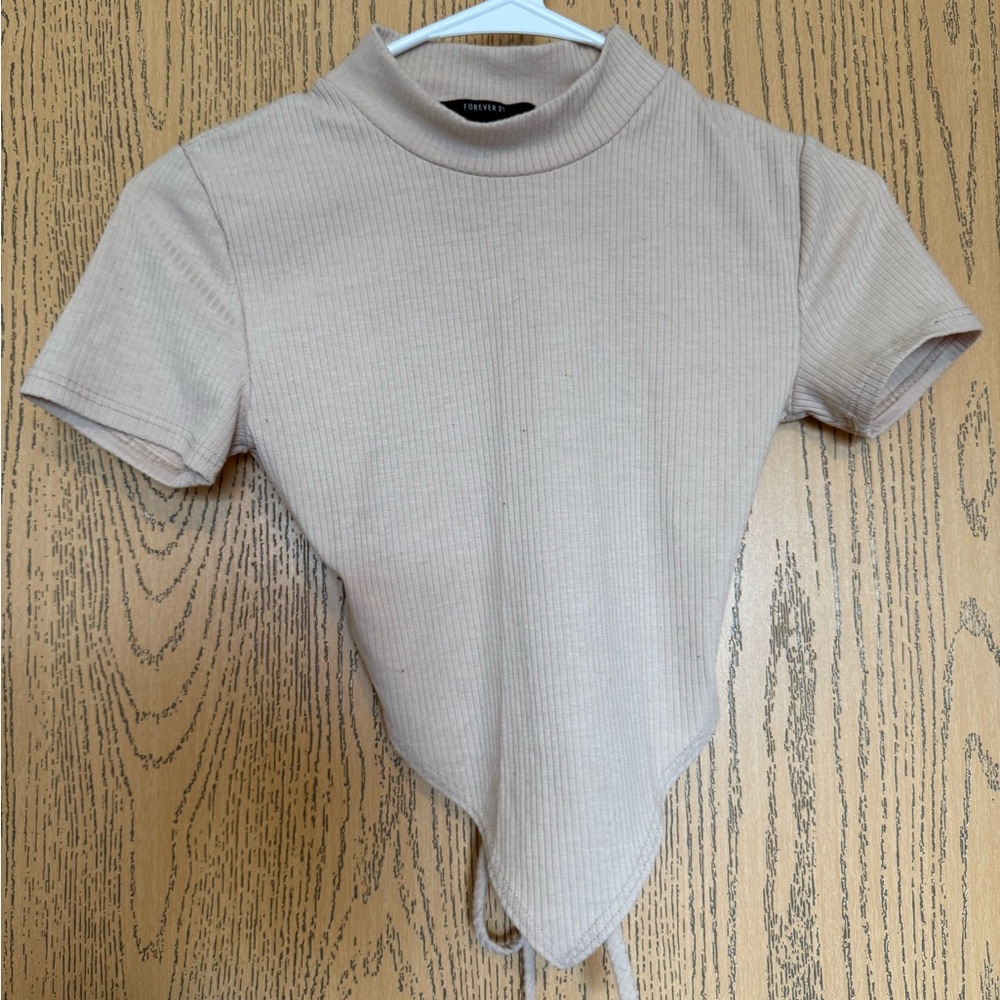 Forever 21 Beige Ribbed Crop Top